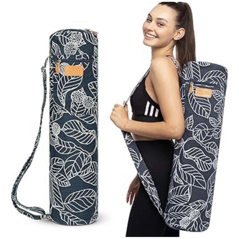 Elenture Floral Yoga Mat Bag Full-Zip Fits 1/4" & 1/3"‎ Mats Multi Side Pockets